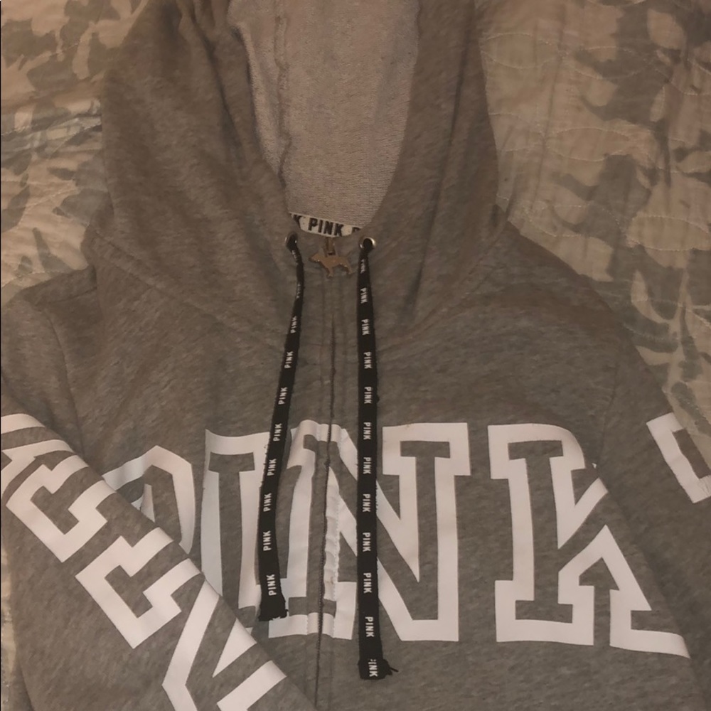 Snap Button Full Zip Hoodie Grey